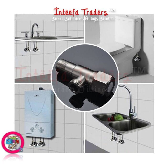 304 Stainless Steel Angled Valve Shower Head Toilet Faucet Stop Valve - Image 2