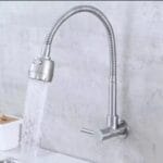 Wall-Mounted Kitchen Faucet 360° Rotatable With Functions Kitchen Sink Mixer Tap Cold Water Single Cooling Wall-Mounted Faucet On Brushed Surface Spring Kitchen Tube - Image 3