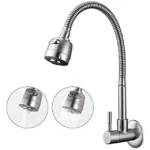Wall-Mounted Kitchen Faucet 360° Rotatable With Functions Kitchen Sink Mixer Tap Cold Water Single Cooling Wall-Mounted Faucet On Brushed Surface Spring Kitchen Tube - Image 2