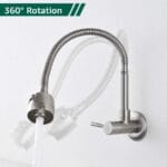Wall-Mounted Kitchen Faucet 360° Rotatable With Functions Kitchen Sink Mixer Tap Cold Water Single Cooling Wall-Mounted Faucet On Brushed Surface Spring Kitchen Tube - Image 6