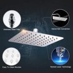 Luxury Rain Shower Head, Modern Ultra-thin Stainless Steel Rainfall Shower head for Bathroom, 6 inch, Square, Chrome & 16 inch Ceiling Mounted Shower Head Arm Bathroom Shower Head Bracket Bar G1/2 Shower Head Fixed Pipe Shower Head Holder - Image 2