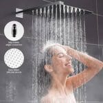 Luxury Rain Shower Head, Modern Ultra-thin Stainless Steel Rainfall Shower head for Bathroom, 6 inch, Square, Chrome & 16 inch Ceiling Mounted Shower Head Arm Bathroom Shower Head Bracket Bar G1/2 Shower Head Fixed Pipe Shower Head Holder - Image 4