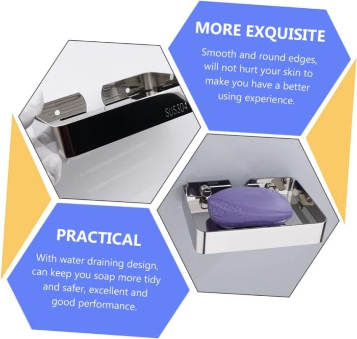 Wall-Mounted Stainless Steel Soap Dish Holder Punch Design for Bathroom Compact Lightweight Bar Soap Storage Drainage Easy Installation for Tidy Spaces - Image 6