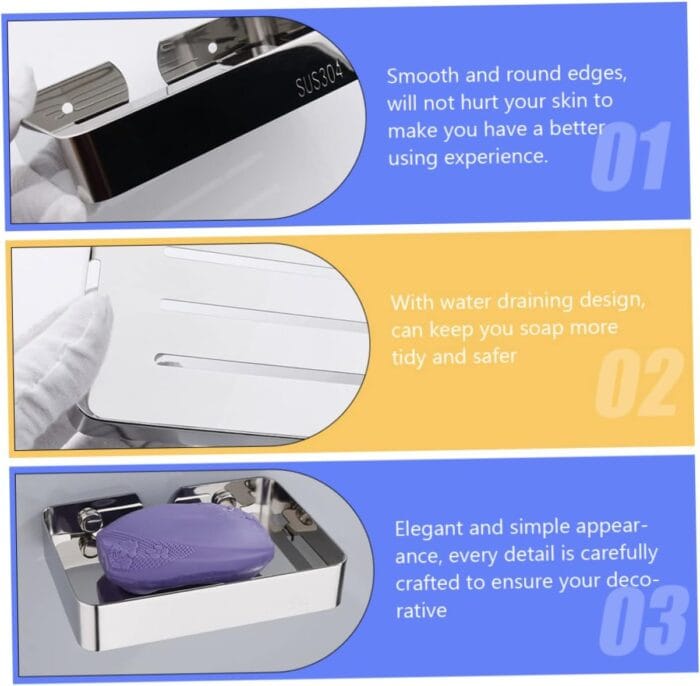 Wall-Mounted Stainless Steel Soap Dish Holder Punch Design for Bathroom Compact Lightweight Bar Soap Storage Drainage Easy Installation for Tidy Spaces - Image 9