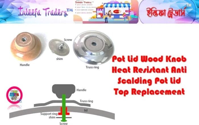 Pot Lid Wood Knob Heat Resistant Anti Scalding Pot Lid Top Replacement - Image 3