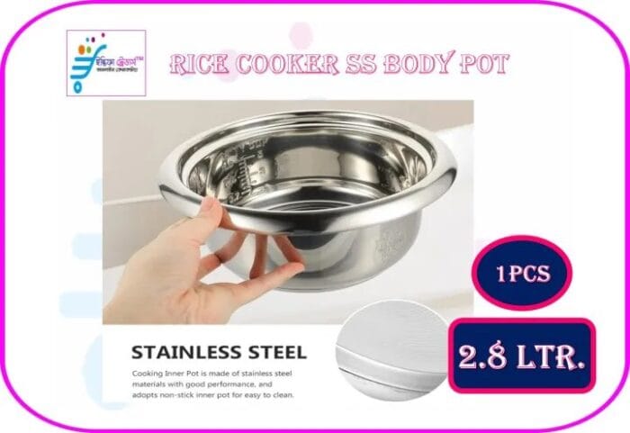 Stainless Steel Cookware Household Rice Cooker Inner Pot Professional Rice Cooker Pot Electric Cooker Accessory Rice Cooker Stainless Steel Inner Pot-2.8ltr - Image 5