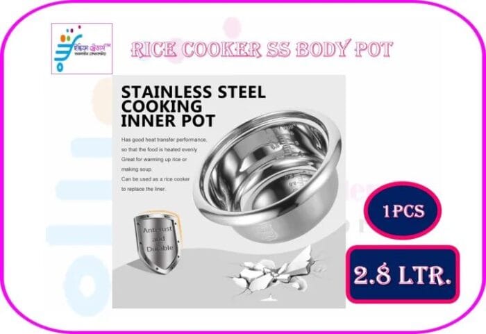 Stainless Steel Cookware Household Rice Cooker Inner Pot Professional Rice Cooker Pot Electric Cooker Accessory Rice Cooker Stainless Steel Inner Pot-2.8ltr - Image 6