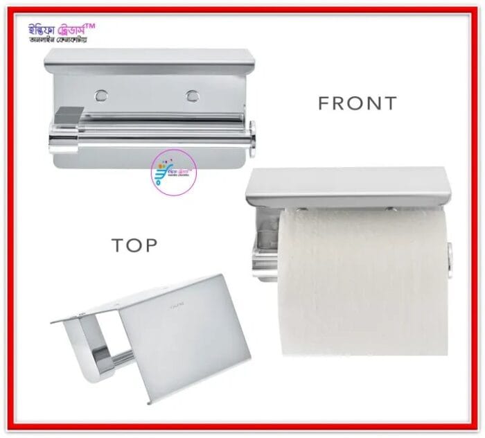 Toilet paper holder Bathroom Toilet Towel Paper Holder Phone Holder Wall Mount WC Rolhouder Paper Holder With Shelf Towel Rack Tissue Boxes Black Toilet paper roll holder (Size : Silver) - Image 5