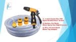 Heavy Duty Hose Nozzle Water Spray High Pressure for Gardening, Flower, Plants, Lawn, Multi Functional Cleaning, Showering Pet & Wash Cars,5 Function Spray Gun ( ½ inch 10 feet Hose, 1pcs Spray Gun, 3 pcs Quick Water Tap Adapter- Combo pack) ABS plastic