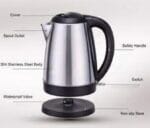 Stainless Steel Electric Kettle 1.8 Liter 360° Rotating Base 2000 Watt Auto Switch Off for Making Tea Coffe Boil Water and Milk (Multi) - Image 2