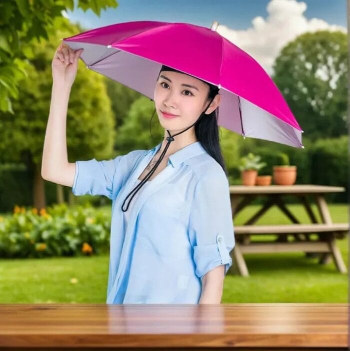 1PC Umbrella Hat Windproof Fishing Head Wearing Sunshade Rain Gear Outdoor Folding Portable Umbrella Camping Beach Head Hats - Image 5
