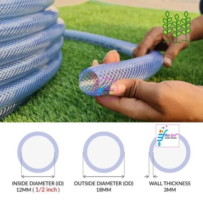 1/2 Inch PVC Flexible Nylon Clear Fiber Braid Hose with Pipe Joint Garden Hose quick Connectors 3 Pcs Set - Image 7