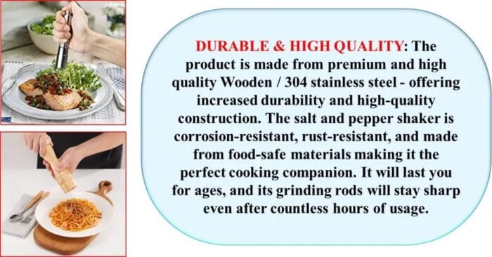Mini/Small Pepper Grinder Crusher Mill Hand Wooden Big/Small Thumb Press Set Machine with Stylish Design for Grinding Salt and Black Pepper - Image 7