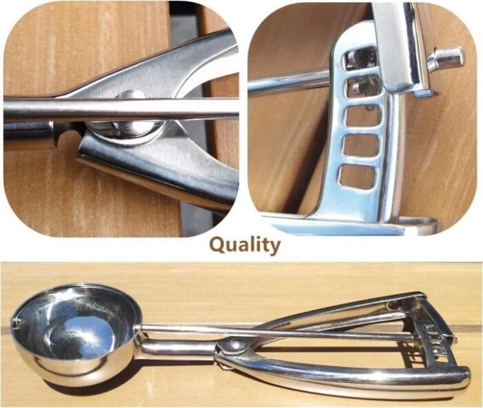 Ice Cream Scoop - Stainless Steel Cookie Scoop Melon Scoop Meat Baller 5.4 Tablespoon Scoop Muffin Potato Masher - Image 4