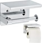 Toilet paper holder Bathroom Toilet Towel Paper Holder Phone Holder Wall Mount WC Rolhouder Paper Holder With Shelf Towel Rack Tissue Boxes Black Toilet paper roll holder (Size : Silver) - Image 4