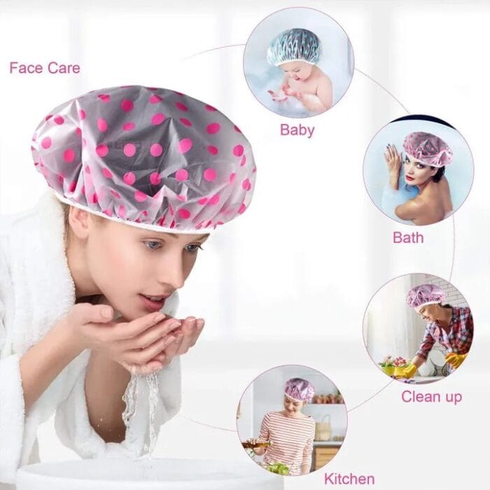 Waterproof Shower Cap WOMEN'S Household Bathing Anti-oil Smoke Hair Care Shower Cap Dry Hair Cap - Image 2