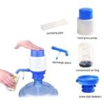 Manual Water Bottle Pump, Easy Drinking Water Pump, Easy Portable Manual Hand Press Dispenser Water Pump for Universal 2-5 Gallon Bottle Coolers (White/Blue) - Image 3
