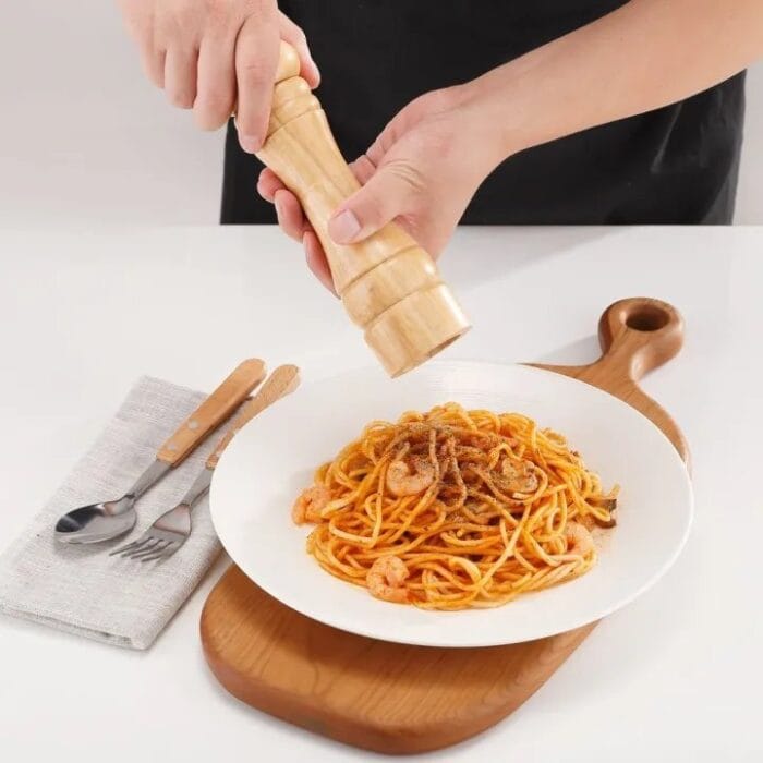 Mini/Small Pepper Grinder Crusher Mill Hand Wooden Big/Small Thumb Press Set Machine with Stylish Design for Grinding Salt and Black Pepper - Image 3