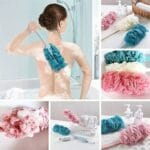 Plastic Long Handle Bath Body Brush Sponge Nylon Mesh Scrubber Shower Pouf for Men and Women (35 gm, Color May Vary) - Image 2