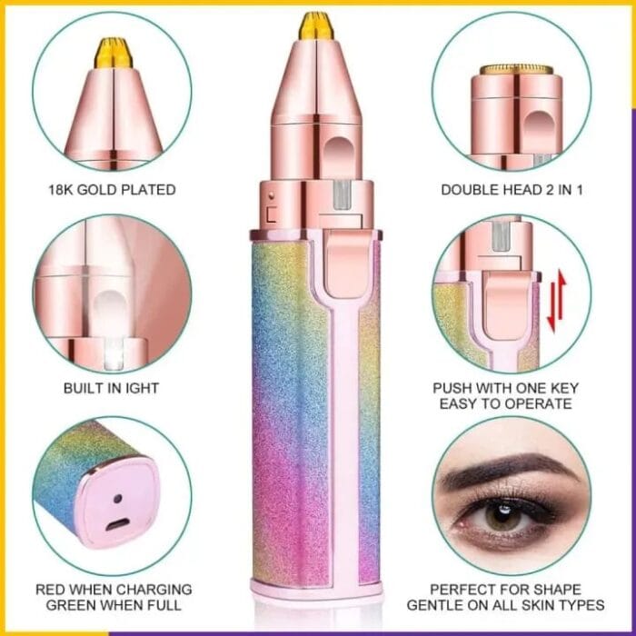 2 in 1 Unwanted Hair Removal Ladies Sensitive Touch Expert Trimmer Shaver Eyebrow, Face, Underarms Bikini - Image 6