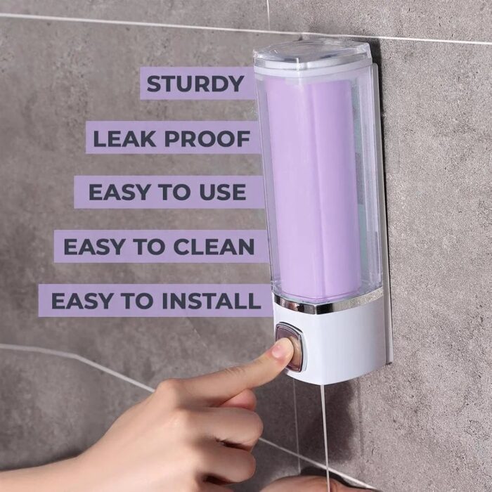 Manual Shampoo & Soap Dispenser | Wall Mounted | Soap Dispenser for Kitchen & Bathroom | Refillable, Lightweight & Durable | Easy to Clean - Image 15