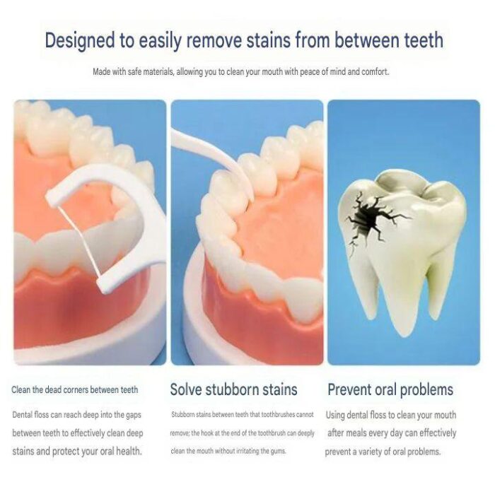 3 in 1 Tooth Cleaning Dental Floss Toothpicks Tongue Cleaner Set Clean Teeth Fresh Breath and Healthy Gums (50 Piece) - Image 4