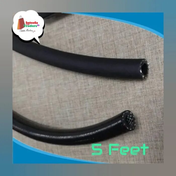 Fiber Braided Thermoplastic Pipe LPG Gas Hose with Wrapped Surface Heat Resistant Heavy Industrial & Garage Operations (Made in Japan 5 feet) Black with 2 pcs clumps free - Image 4