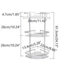 Household Aluminum Bathroom Wall Mounted Metal Basket, Triangle Storage Rack Holder Spice Shampoo Shower Corner Shelf with Screws (Made in China) - Image 3