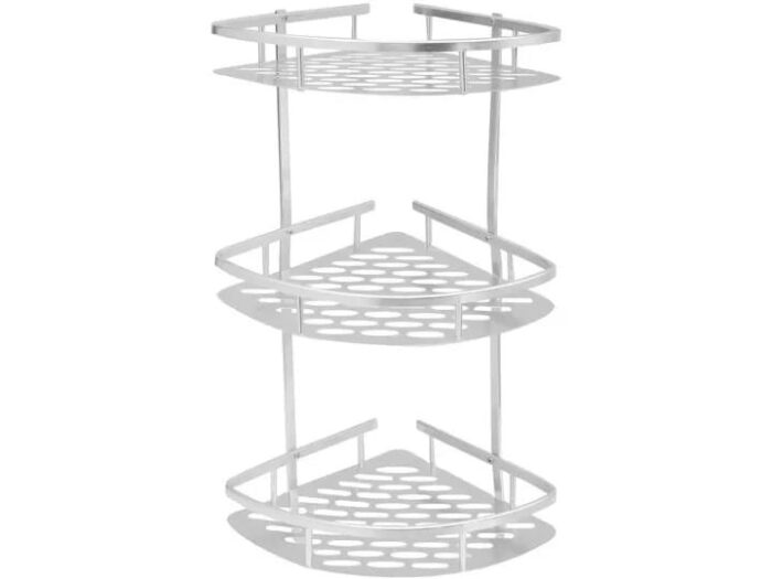 Household Aluminum Bathroom Wall Mounted Metal Basket, Triangle Storage Rack Holder Spice Shampoo Shower Corner Shelf with Screws (Made in China) - Image 6