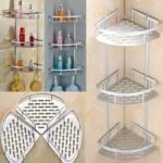 Household Aluminum Bathroom Wall Mounted Metal Basket, Triangle Storage Rack Holder Spice Shampoo Shower Corner Shelf with Screws (Made in China) - Image 7