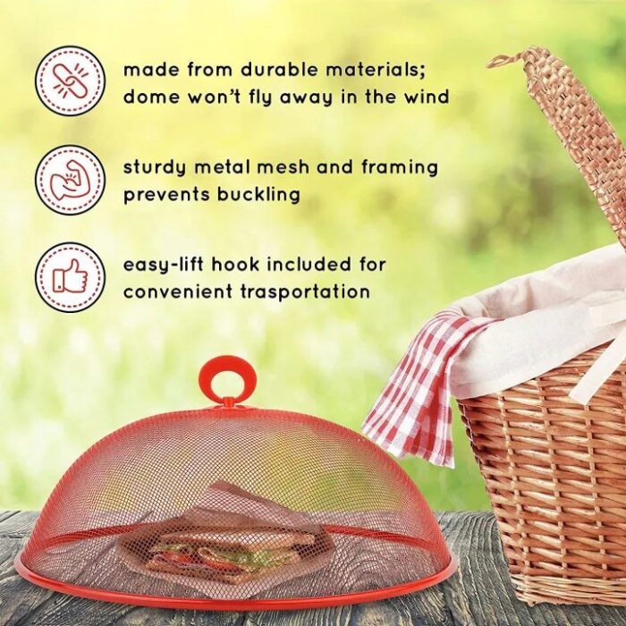3 Pcs Round Metal Mesh Food Cover Reusable Food Cover Net Keep Out Flies, Bugs, Mosquitoes Perfect Large-35cm - Image 2