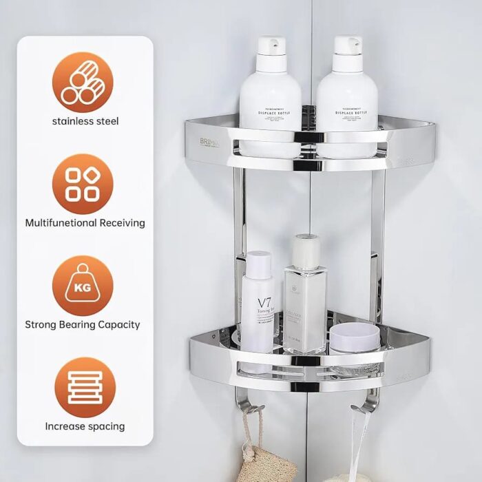 Bathroom Shelves SUS 304 Stainless Steel Shower Caddy Shelf Wall Mounted Shower Rack Corner Shower Organizer - Image 6