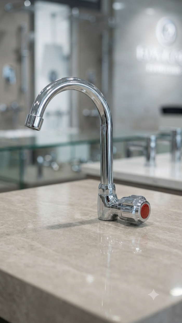 Round Bathroom Kitchen Swan Neck  Brass Body Foam Flow Sink Mount Cock Water Tap - Image 9