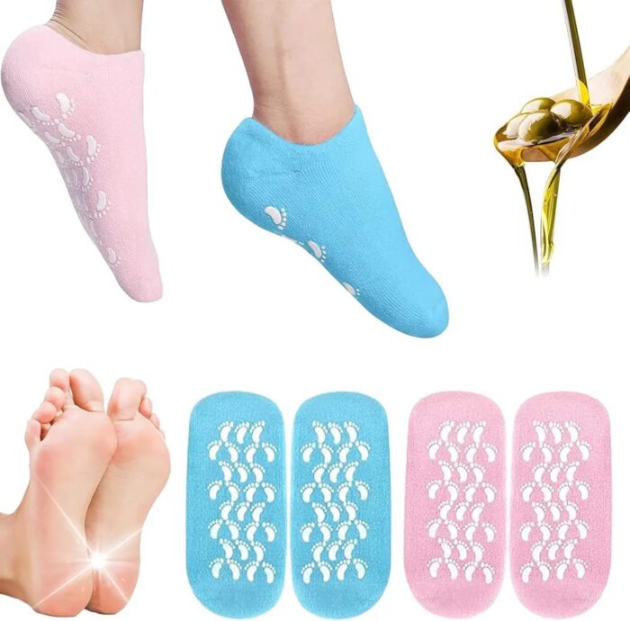 Moisturizing Gel Socks,Ultra-Soft with Spa Quality Gel for Moisturizing Vitamin E and Oil Infused, Gel Socks Helps Repair Dry Cracked Skins FREE FOOT PILE (1 Pair-Color May very) - Image 7