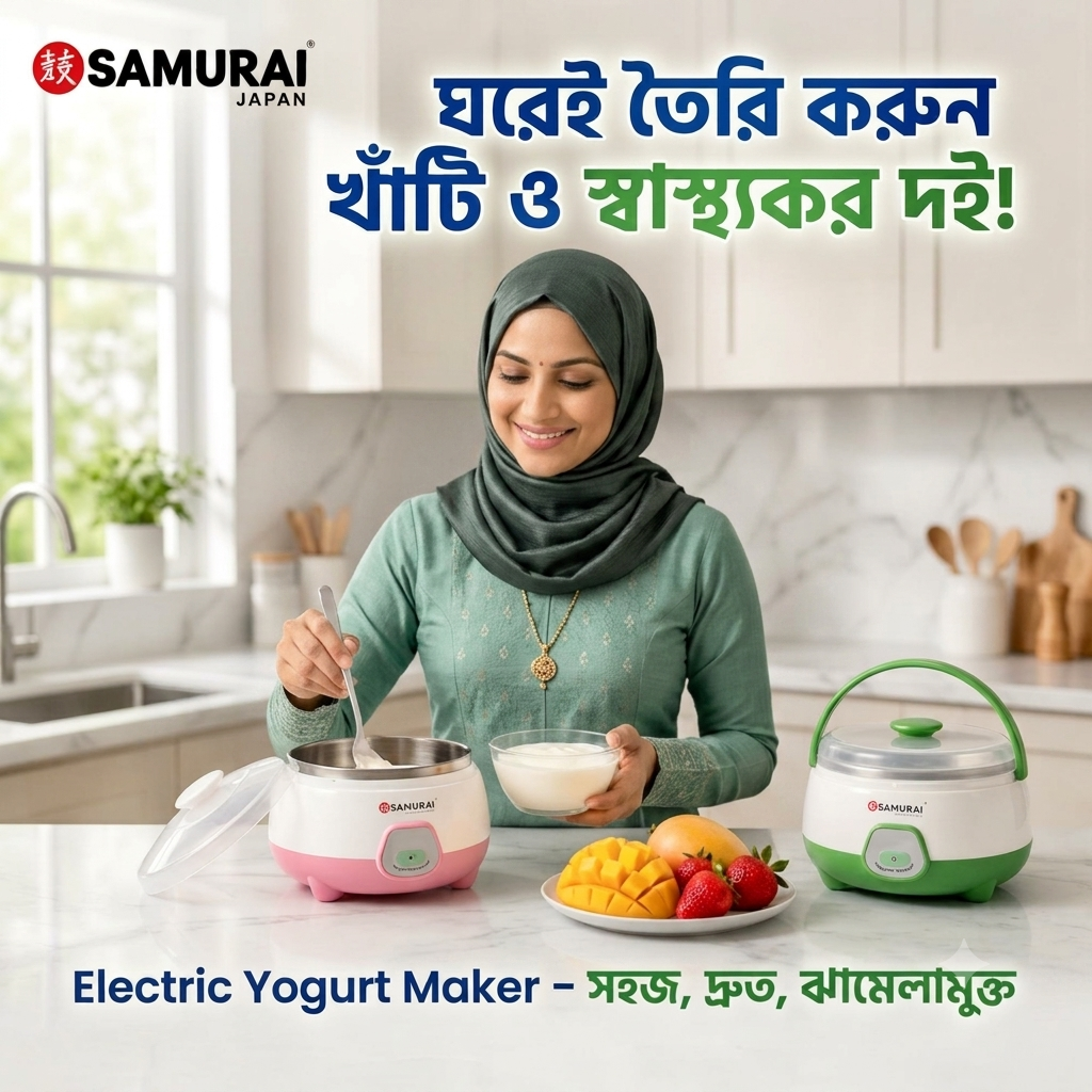 Samurai 1 Liter Automatic Electric Yogurt Maker 3 Samurai Automatic Electric Yogurt Maker Machine front view.