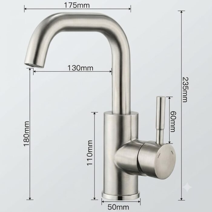 Moving Pillar Cock Chrome Nickel Bathroom Faucet for Basin, Sink 1 Hole Bar Faucet Single Hole Single Handle Vanity Faucet 360 Swivel Spout - Image 3